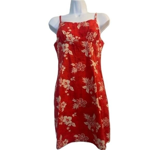 wild fable Dresses & Skirts - Wild Fable Red Hawaiian Floral Print Mini Dress Spaghetti Strap Cutout Back Med